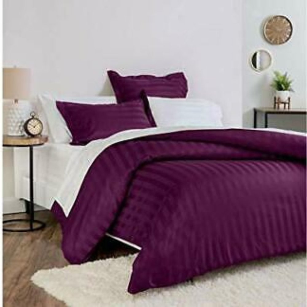 Kathy Ireland Damask Stripe Duvet Cover 3-Piece